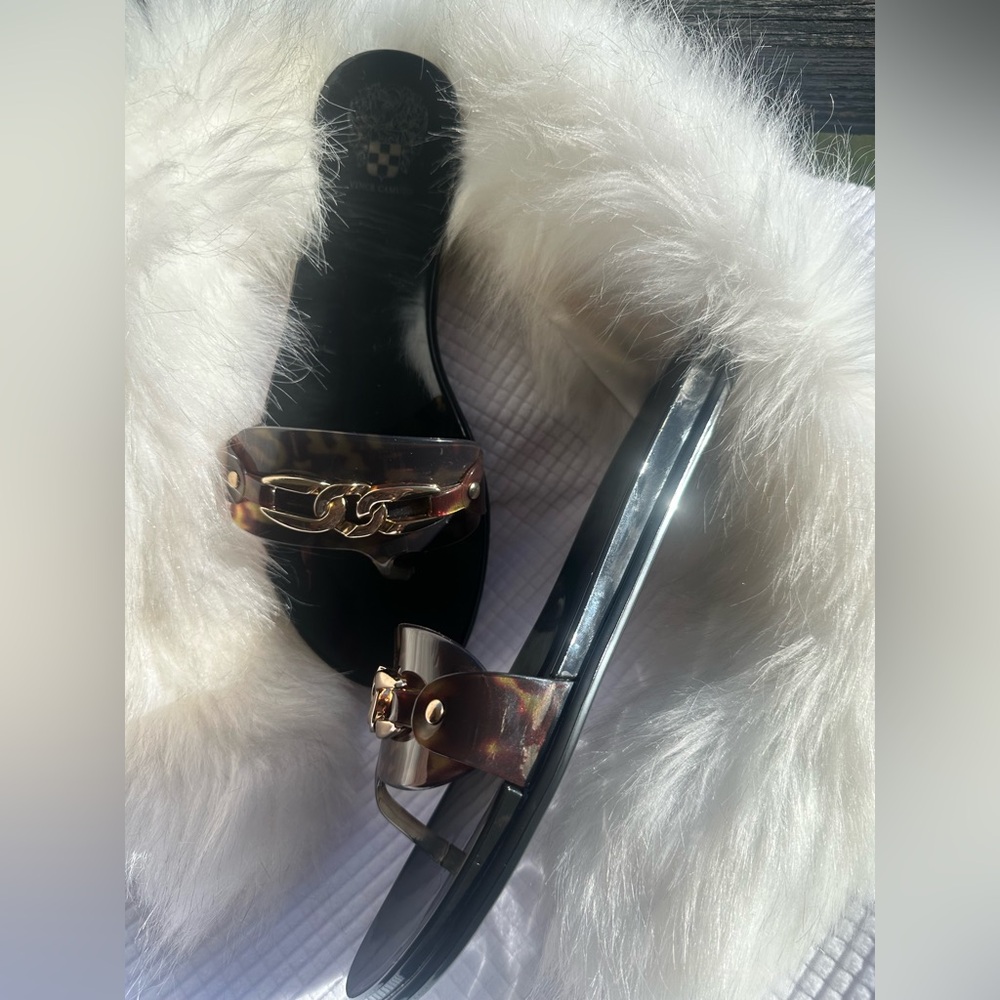 Vince Camuto Black and Gold Women's Slippers